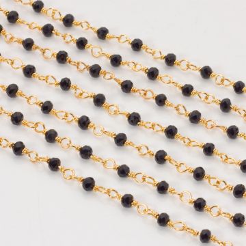 Łańcuch z kryształkami oponkami jet 3x4mm