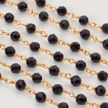 Łańcuch z kryształkami kulkami jet 6mm