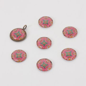 Kaboszon szklany kalejdoskop 14mm czerwony