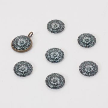 Kaboszon szklany kalejdoskop 14mm ciemno zielony