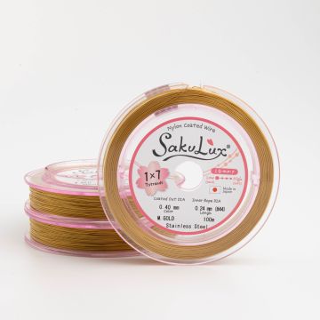 Miękka linka japońska siedmiostrunowa powlekana złota 0,4mm