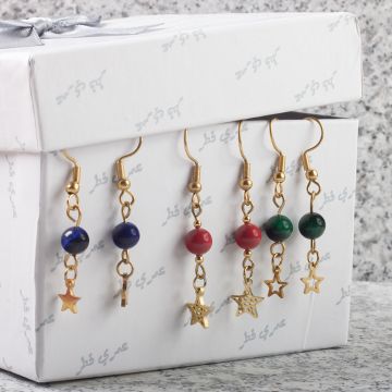 Zestaw do samodzielnego wykonania kolczyków - kocie oko z gwiazdką pełną