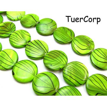 Masa perłowa zebra krążek zielony 20mm