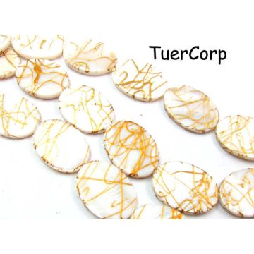 Masa perłowa owal malowany biały 25x18mm