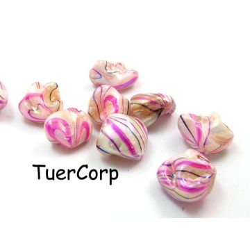 Masa perłowa bryłki malowane różowe AB 18mm