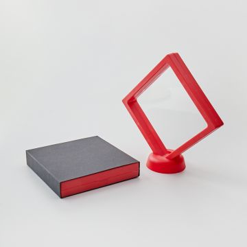 Ekspozytor z membraną ramka 3D czerwona z etui 11x11cm