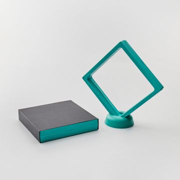 Ekspozytor z membraną ramka 3D turkusowa z etui 11x11cm