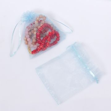 Woreczek z organzy do biżuterii 10x12cm błękitny