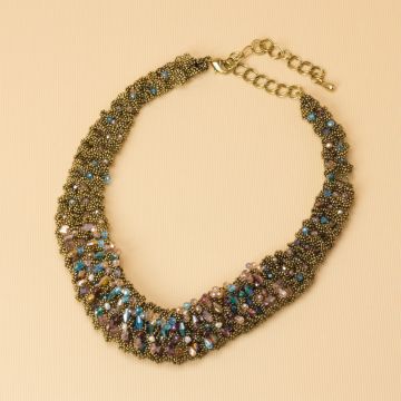 Kolia z drobnych łańcuszków z kryształkami 50cm