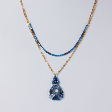 Naszyjnik boho z koralikami Toho na stali chirurgicznej --