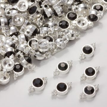 Przekładka z kryształkiem koloru srebrnego jet  10mm