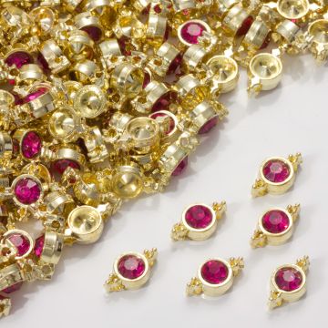 Przekładka z kryształkiem koloru złotego fuchsia 10mm