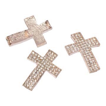 Krzyż z kryształkami 33x24mm rose gold