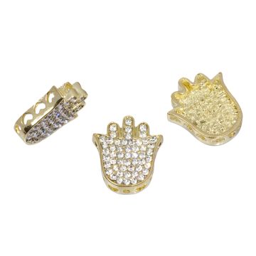 Przekładka z kryształkami rączka koloru złotego 18x20mm