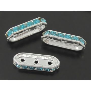 Przekładka z kryształkami aquamarine 3 dziurki