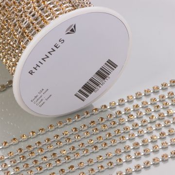 Taśma z kryształkami kolor srebrny lt, topaz 3mm