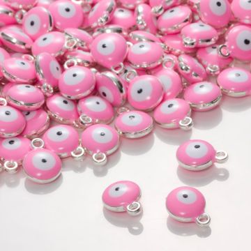 Zawieszka emaliowana oczko różowe 10mm