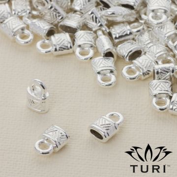 Końcówka do rzemieni kłódka w srebrnym kolorze 4x2mm