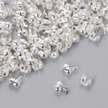 Łapaczki końcówki do korali jabłuszka w srebrnym kolorze 9.5x6mm