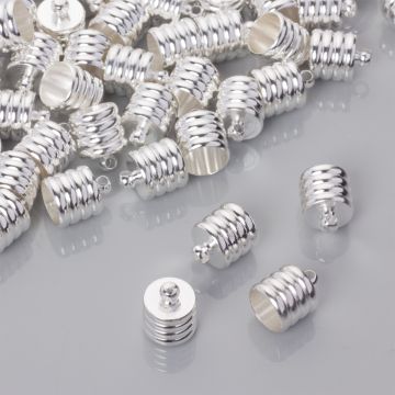 Końcówki do rzemieni rowkowane w srebrnym kolorze 8mm