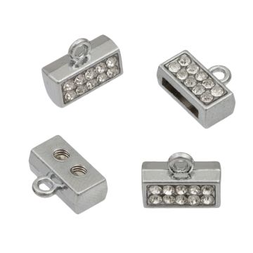 Końcówki z kryształkami koloru srebrnego 6x11mm
