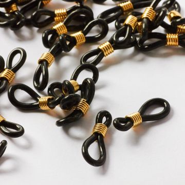 Czarne uchwyty do okularów ze złotą sprężynką 20x4mm