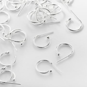 Srebrne kolczyki kółka z kulką  AG925 19mm