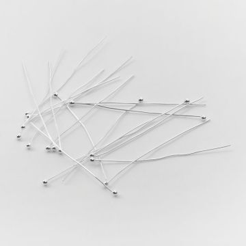 Srebrne szpilki z okrągłą główką AG925 40x0,4mm