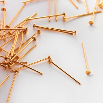 Srebrne szpilki z płaską główką AG925 pozłacane 20x0,7mm