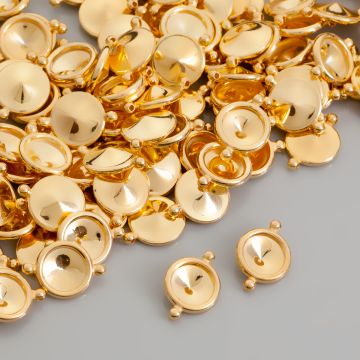 Baza do rivoli z 2 oczkami pozłacana 8mm