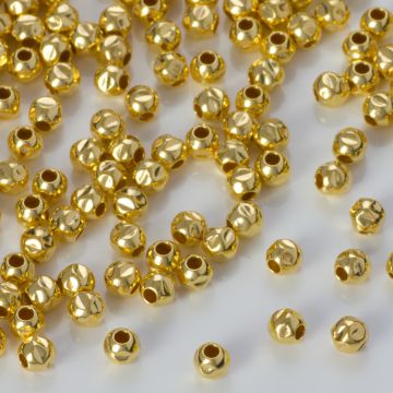 Srebrne kulki młotkowane AG925 pozłacane 3mm