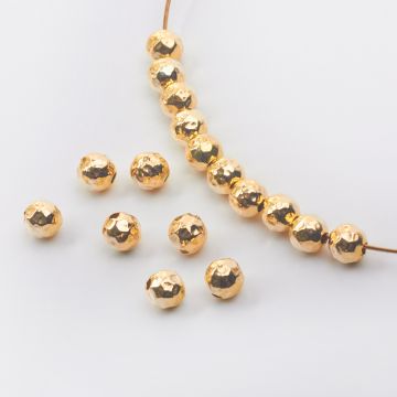 Srebrne przekładki kulki młotkowane AG925 pozłacana 6mm