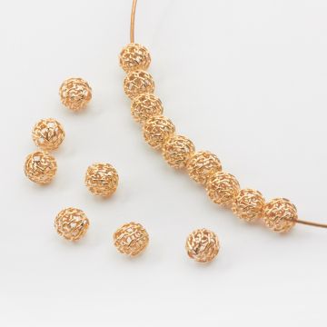 Srebrne kulki ażurowe AG925 pozłacane 6mm