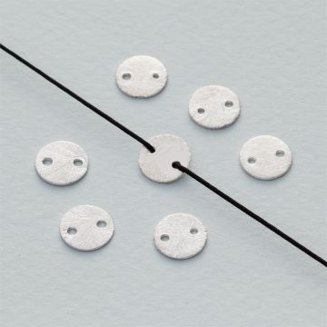 Srebrna blaszka kółko satynowe z 2 dziurkami AG925  8mm