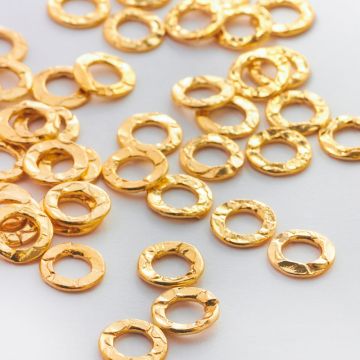 Srebrne kółko ozdobne pogniecione AG925 pozłacane 8mm