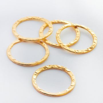 Srebrne kółko ozdobne pogniecione AG925 pozłacane 20,5mm