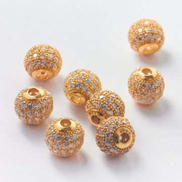 Srebrne kulki z białymi cyrkoniami AG925 8mm