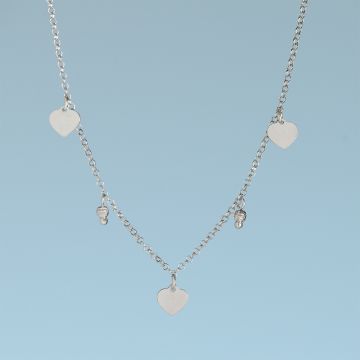 Srebrny, rodowany naszyjnik serca AG925 34-38cm