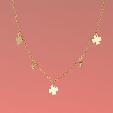 Srebrny, pozłacany naszyjnik z koniczynkami AG925 34-38cm Srebrny, pozłacany naszyjnik z koniczynkami AG925 34-38cm