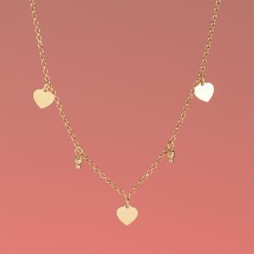 Srebrny, pozłacany naszyjnik serca AG925 34-38cm Srebrny, pozłacany naszyjnik serca AG925 34-38cm