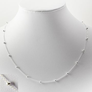 Srebrny łańcuszek rollo z kuleczkami 3 mm z zapięciem 45cm AG925