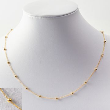 Srebrny łańcuszek rollo z kuleczkami 3 mm z zapięciem AG925 pozłacany 45cm