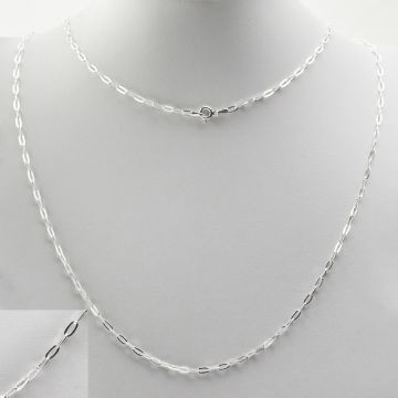 Srebrny łańcuszek owal płaski z zapięciem 60cm AG925 5,5x2,5mm