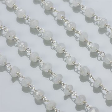 Łańcuszek srebrny z kamieniem księżycowym AG925 4mm