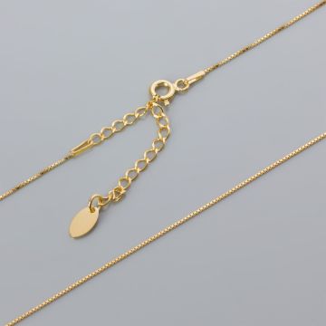 Srebrny łańcuszek kosteczka gotowy z przedłużką AG925 pozłacany 44cm