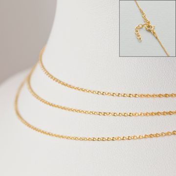 Srebrny, pozłacany łańcuszek z przedłużką rollo płaskie kółka AG925 44cm