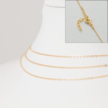 Srebrny, pozłacany łańcuszek z zapięciem płaskie owale AG925 45cm