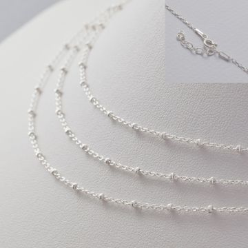 Gotowy łańcuszek ozdobny z oponkami diamentowanymi AG925 45cm