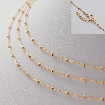 Łańcuszek ozdobny z oponkami diamentowanymi pozłacany AG925 75cm