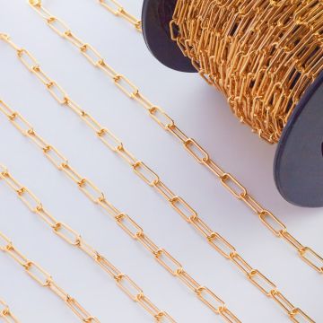 Łańcuch srebrny podłużne owale  pozłacane AG925 13,3x5mm